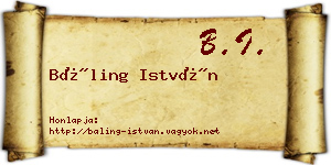 Báling István névjegykártya