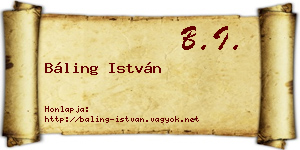 Báling István névjegykártya